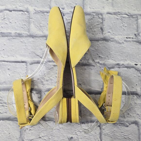 Sole Society Butter Yellow Pollie Flats Ankle Strap with Bow size 8.5M Kid Suede - Picture 10 of 16